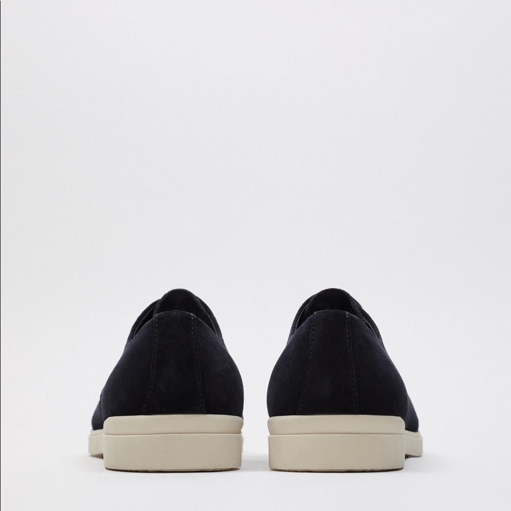 NWOT- Zara CASUAL LEATHER SHOES NAVY BLUE MEN. Navy Blue EU 42 Size 9 Men - Picture 4 of 6